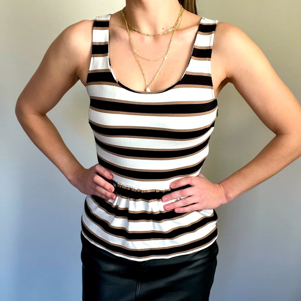 Banana Republic Black & White Striped Tank Top